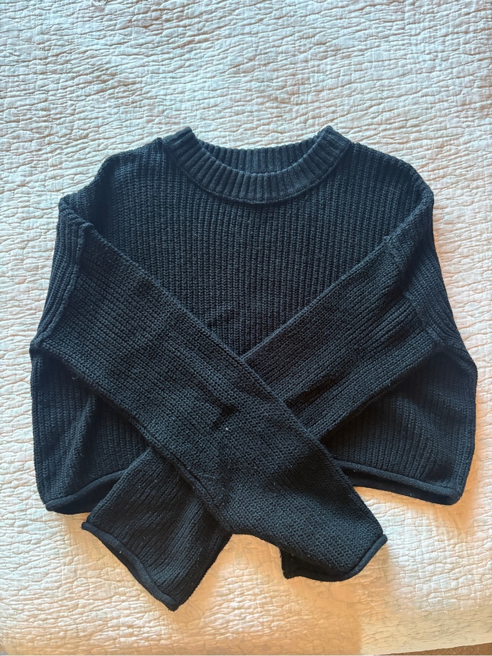 wild fable Black Ribbed Crewneck Sweater